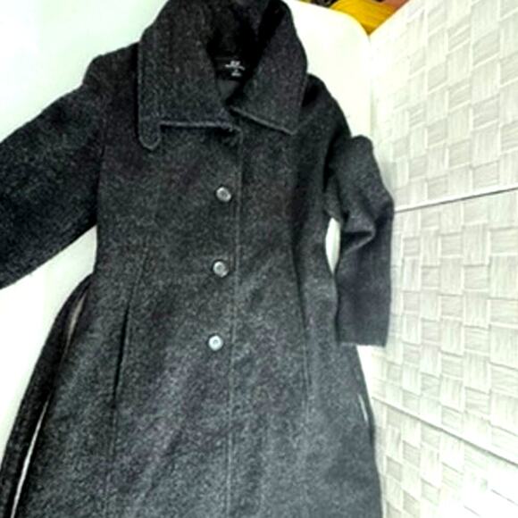 "L.L. COLLEZIONI ITALIA" Wool,Mohair,Alpaca, Black Trench Coat,Old Money,Classic - Picture 9 of 12